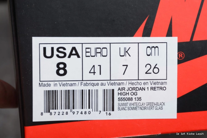 1 Clay Green 555088-135 Retro Air Jordan High OG 0725